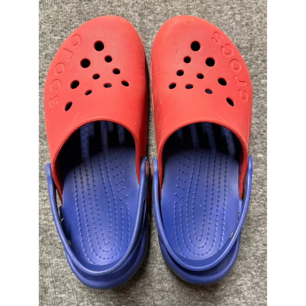 Crocs Kids Classic Clogs Red Blue Two Tone J3 Slip On Water Shoes